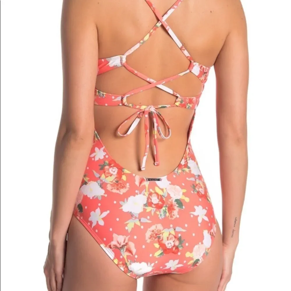 Laundry by Design Flowerpot Dotty Dot swimsuit. M